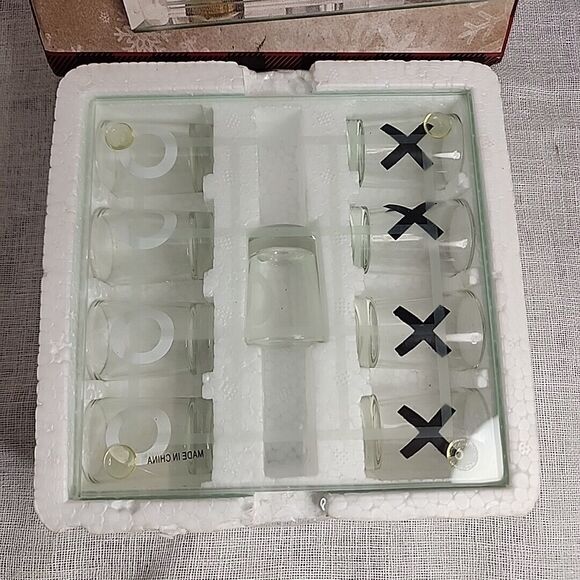 Limited Edition Tic Tac Toe Shot Glass Set Adult Game Barware Set 2 Player / Box - Picture 3 of 10